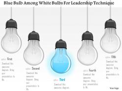 0115 blue bulb among white bulbs for leadership technique powerpoint template