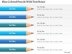 0115 blue colored pencils with text boxes powerpoint template