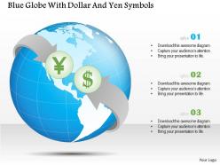 0115 blue globe with dollar and yen symbols powerpoint template
