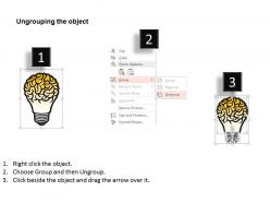 0115 brain graphic on bulb for idea generation powerpoint template
