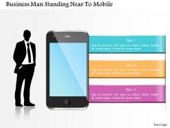 0115 business man standing near to mobile powerpoint template