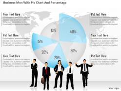0115 business men with pie chart and percentage powerpoint template