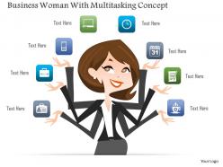 0115 business woman with multitasking concept powerpoint template