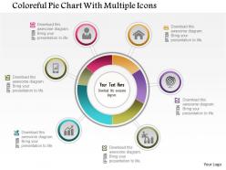 0115 colorful pie chart with multiple icons powerpoint template