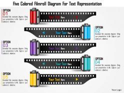 0115 five colored filmroll diagram for text representation powerpoint template