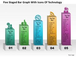0115 five staged bar graph with icons of technology powerpoint template