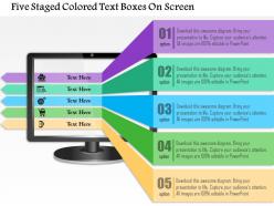 0115 five staged colored text boxes on screen powerpoint template