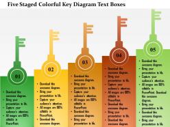 0115 five staged colorful key diagram text boxes powerpoint template