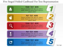 0115 five staged folded cardboard for text representation powerpoint template