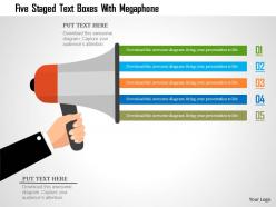 0115 five staged text boxes with megaphone powerpoint template