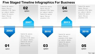 0115 five staged timeline infographics for business powerpoint template