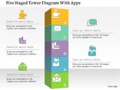0115 five staged tower diagram with apps powerpoint template