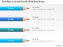 0115 four blue colored pencils with text boxes powerpoint template