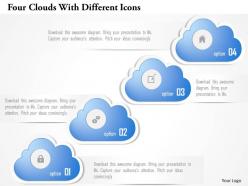 0115 four clouds with different icons powerpoint template