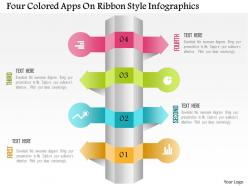 0115 four colored apps on ribbon style infographics powerpoint template