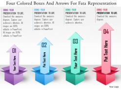0115 four colored boxes and arrows for data representation powerpoint template