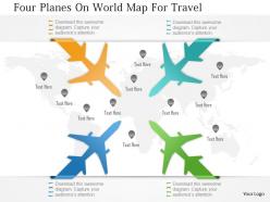 0115 Four Planes On World Map For Travel Powerpoint Template