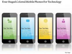 0115 four staged colored mobile phones for technology powerpoint template