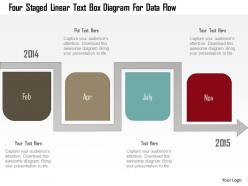 0115 four staged linear text box diagram for data flow powerpoint template