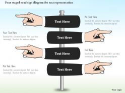 0115 four staged road sign diagram for text representation powerpoint template