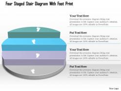 0115 four staged stair diagram with foot print powerpoint template