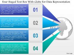 0115 four staged text box with globe for data representation powerpoint template
