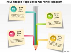 0115 four staged text boxes on pencil diagram powerpoint template