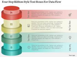 0115 four step ribbon style text boxes for data flow powerpoint template