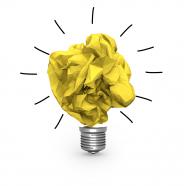 0115 golden paper bulb design for idea generation stock photo