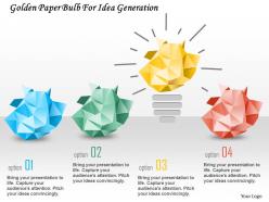0115 golden paper bulb for idea generation powerpoint template