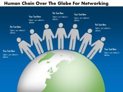 0115 human chain over the globe for networking powerpoint template