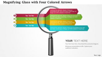 0115 magnifying glass with four colored arrows powerpoint template