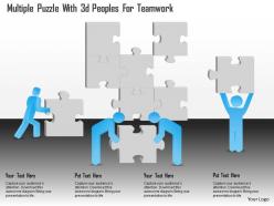 0115 multiple puzzle with 3d peoples for teamwork powerpoint template