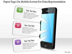 0115 paper tags on mobile screen for data representation powerpoint template