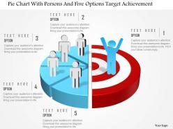 0115 pie chart with persons and five options target achievement powerpoint template