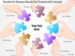 0115 puzzles in human hands for teamwork concept powerpoint template