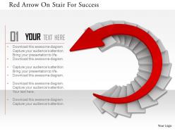 0115 red arrow on stair for success image graphics for powerpoint