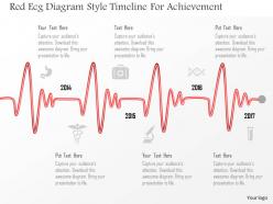 0115 red ecg diagram style timeline for achievement powerpoint template