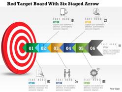 0115 red target board with six staged arrow powerpoint template