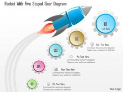 0115 Rocket With Five Staged Gear Diagram Powerpoint Template
