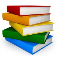 0115 stack of colored books stock photo