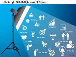 0115 studio light with multiple icons of process powerpoint template