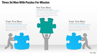 0115 three 3d men with puzzles for mission powerpoint template