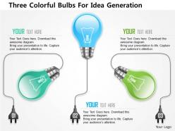 0115 three colorful bulbs for idea generation powerpoint template