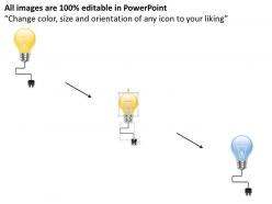 0115 three colorful bulbs with socket for idea generation powerpoint template