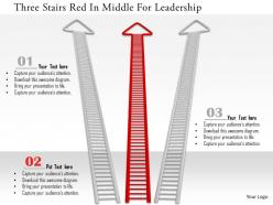 0115 three stairs red in middle for leadership image graphics for powerpoint