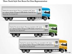 0115 three truck style text boxes for data representation powerpoint template
