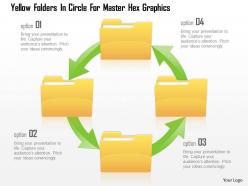 0115 yellow folders in circle for master hex graphics powerpoint template