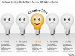 0115 yellow smiley bulb with series of white bulbs powerpoint template