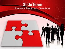 0313 red puzzle with businessmen standing powerpoint templates ppt themes and graphics